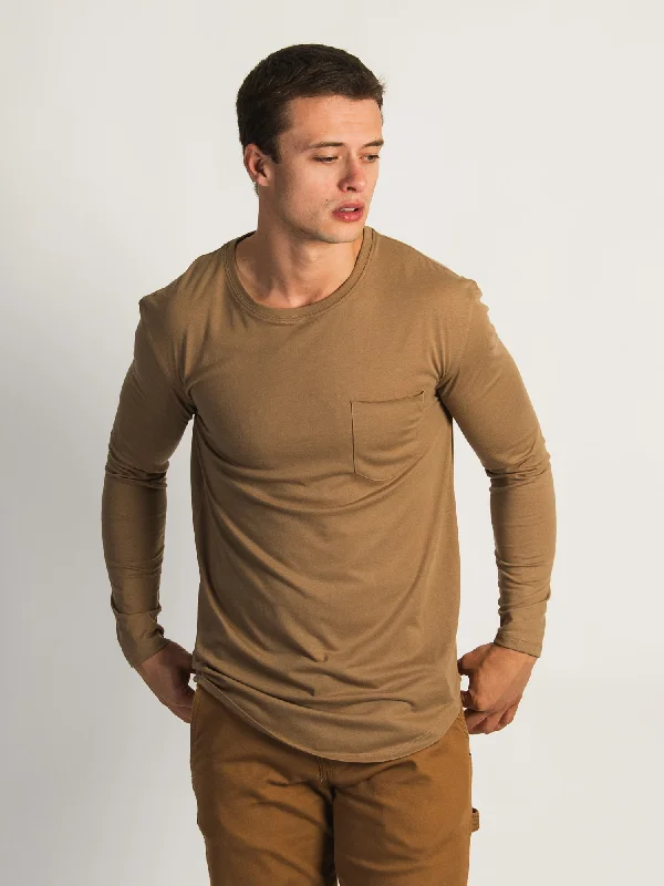 LONGLINE LONG SLEEVE TEE - BEIGE