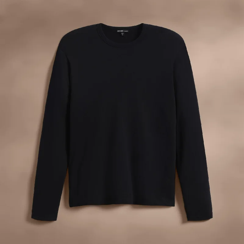 Brushed Lotus Long Sleeve Crew - Black