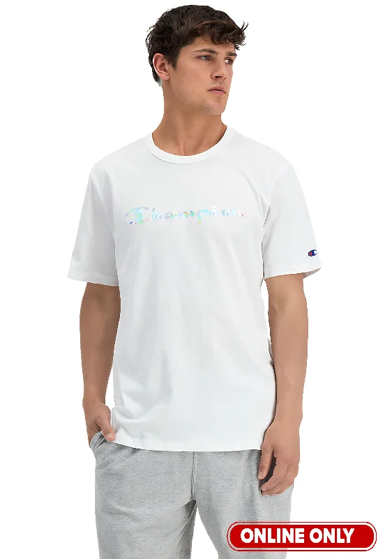 Champion Mens Foil Tee <BR> AV8MN WHT