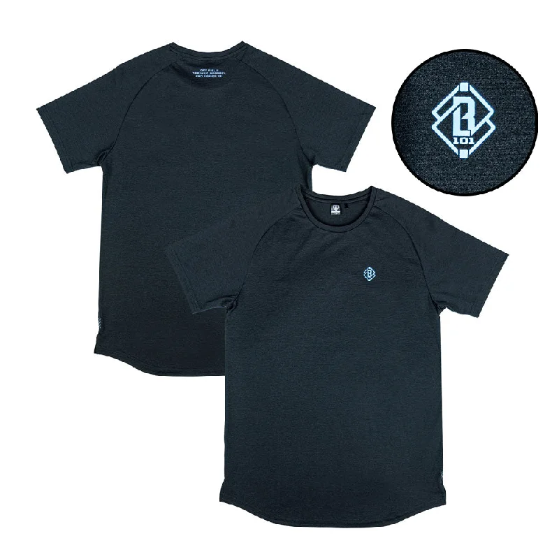 Diamond Tech Youth Tee - Black/Light Blue