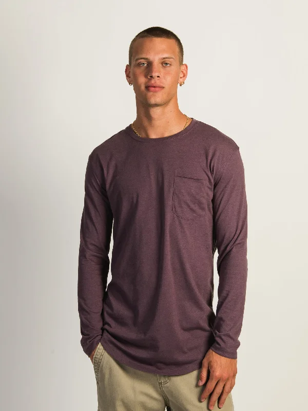 LONG SLEEVE LONGLINE TEE - PLUM