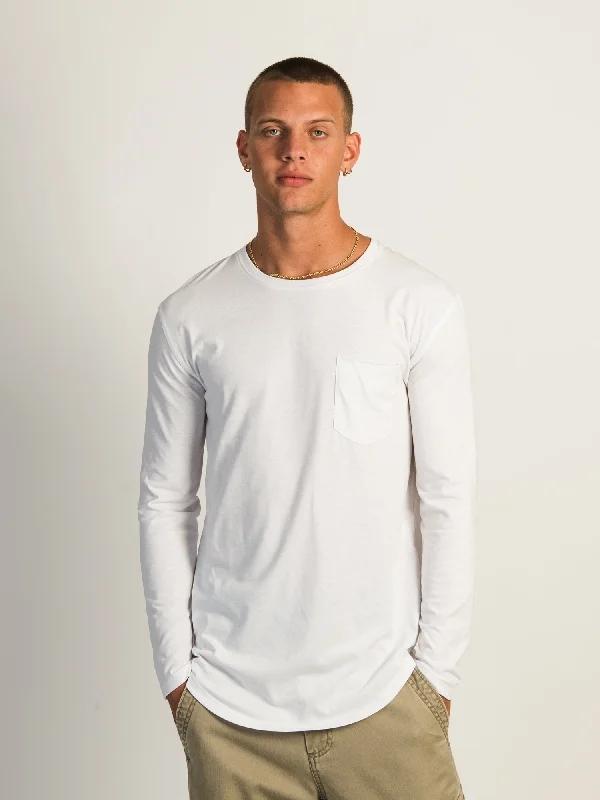 LONG SLEEVE LONGLINE TEE - WHITE