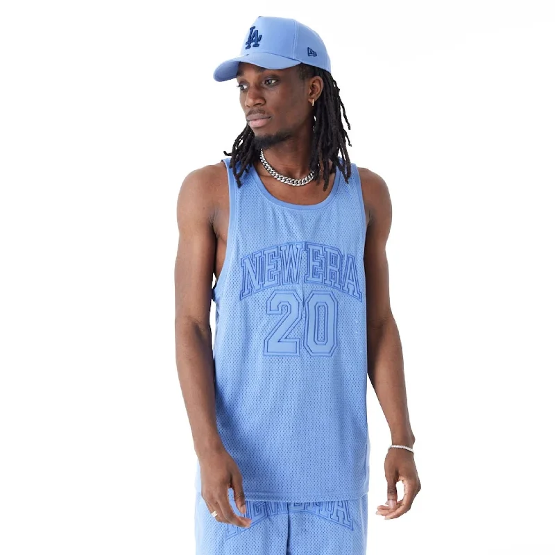 New Era Arch Logo Blue Mesh Tank Top