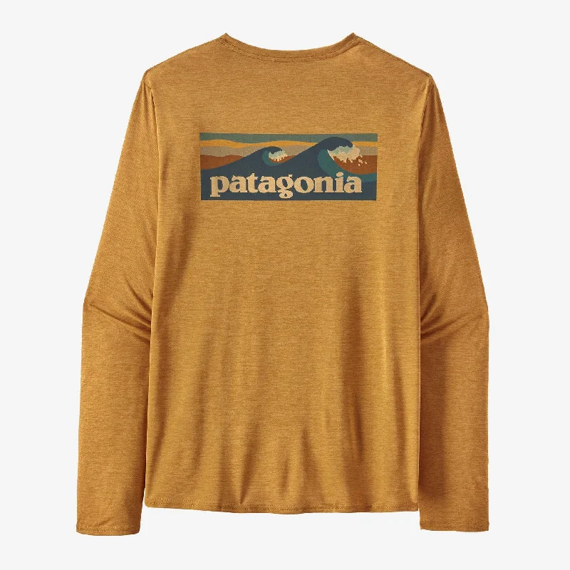 Patagonia Long-Sleeved Capilene Cool Daily Graphic Shirt - Waters Boardshort Logo: Pufferfish Gold X-Dye