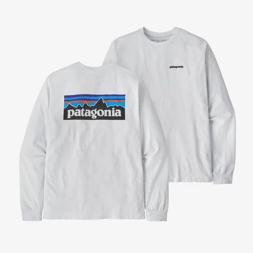 Patagonia Long-Sleeved P-6 Logo Responsibili-Tee White