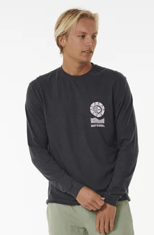 Rip Curl Salt Water Culture Lines Long Sleeve Tee Washed Black