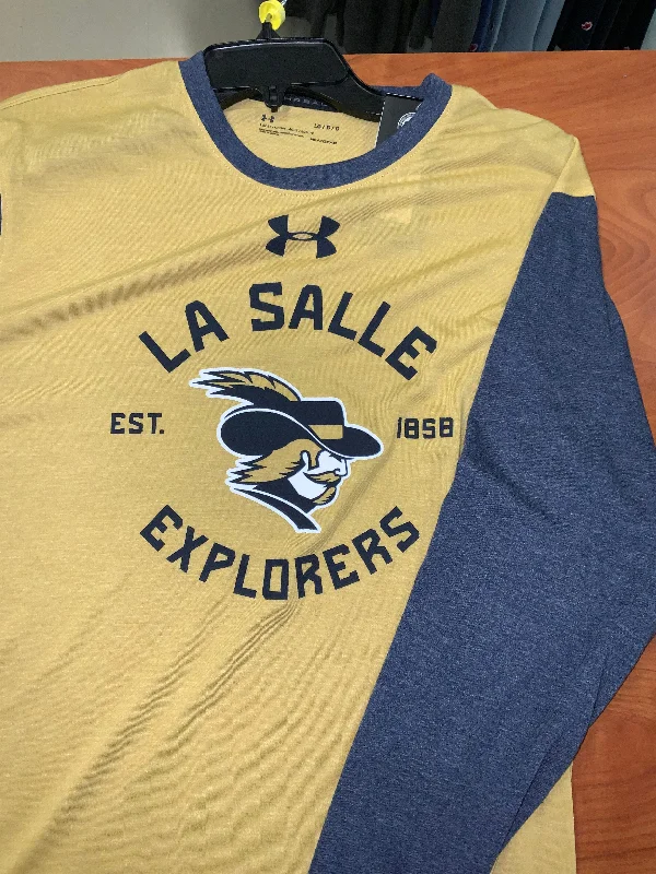 UA L/S Threadborne Tee-Gold/Navy : Large