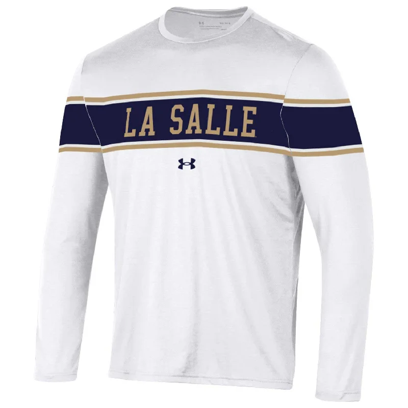 UA Striped Tech L/S-White : M