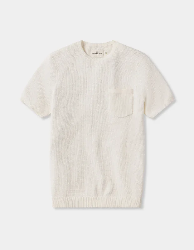 Waffle Knit Sweater Tee in Cream