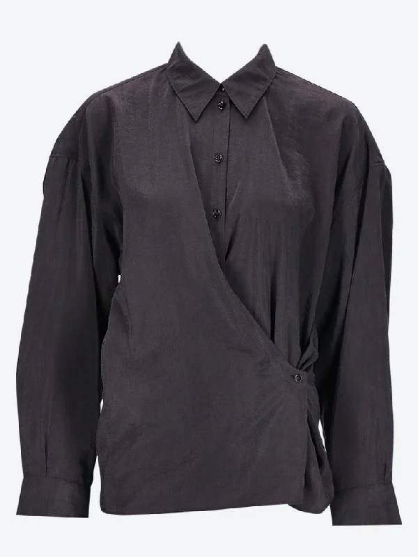 Straight collar long sleeve shirt