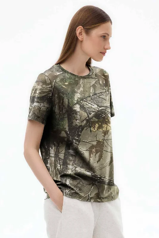 RT Women's Camo Design Crew Neck Tee Shirt