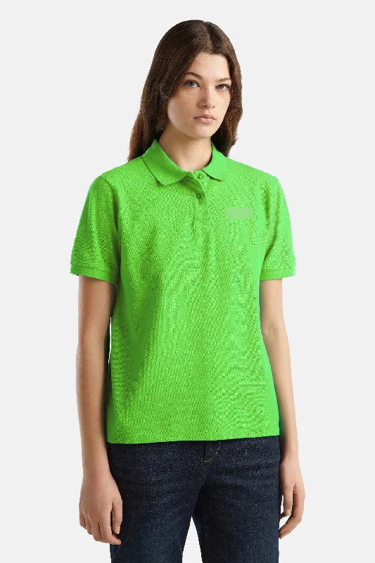 Women's Embroidered Design Short Sleeve Polo Shirt