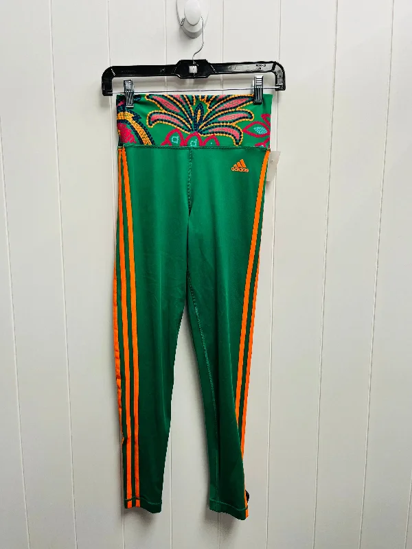 Athletic Leggings By Adidas In Green, Size: S