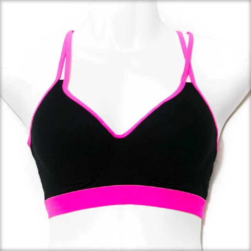 Black & Pink Sports Bra