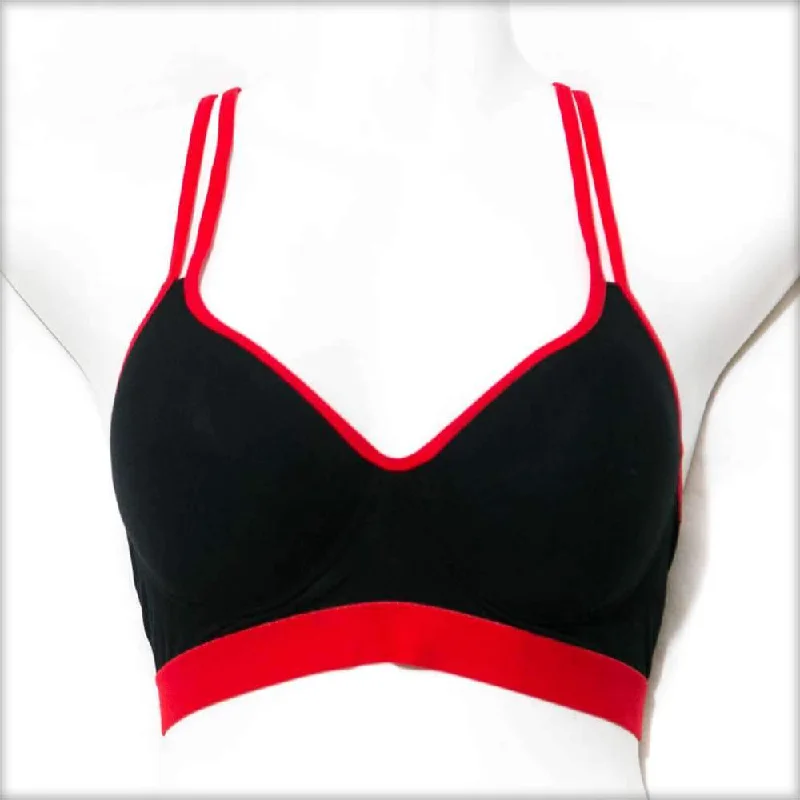 Black & Red Sports Bra