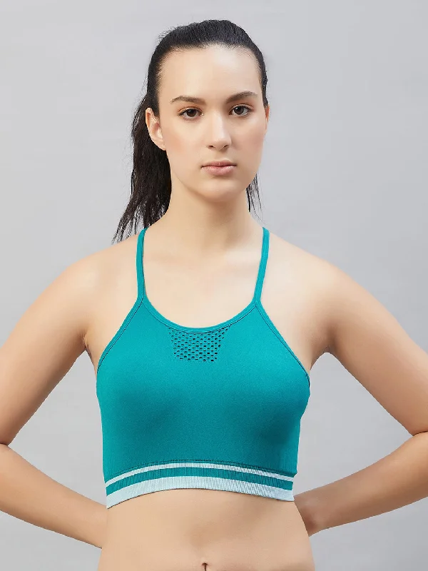 C9 Airwear Seamless Sports Bra with Thin Straps and Mesh - Harbour Blue