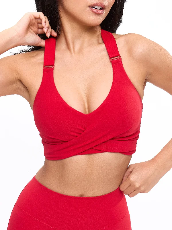 Candy Wrap Sports Bra - Lipstick Red