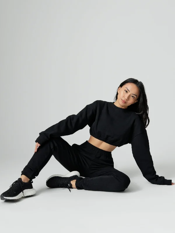 Cloud Long Sleeve Crop - Onyx Black