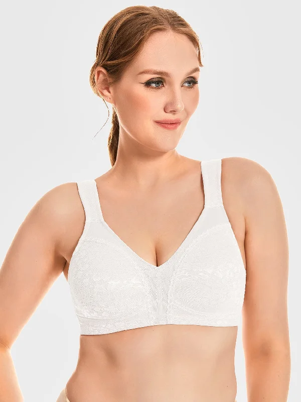 Full Coverage Large Bust Non-Padded Sports Minimizer Bra White