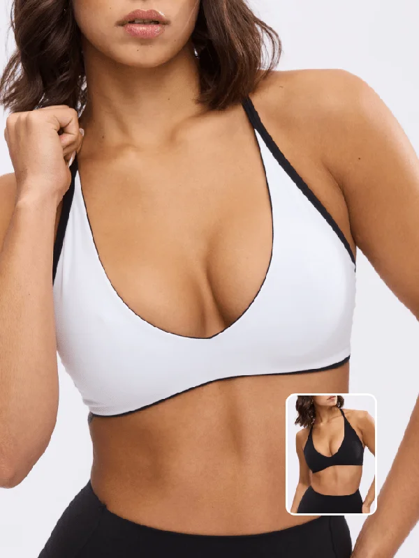 Girlfriend Reversible Sports Bra - Onyx Black and White