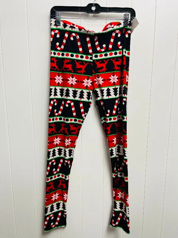 Pants Leggings By just love  In Green & Red, Size: M