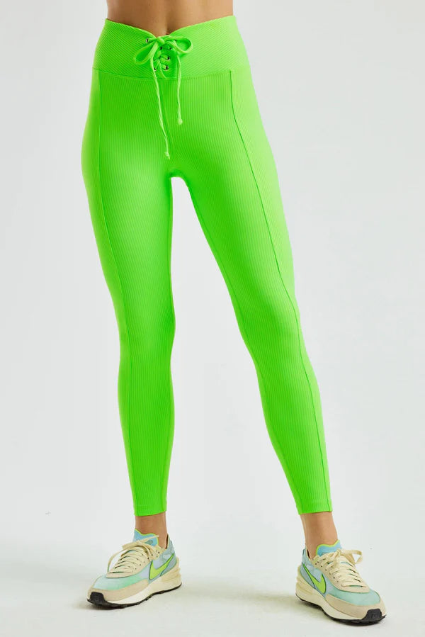 Ribbed Football Legging in Neon Kiwi