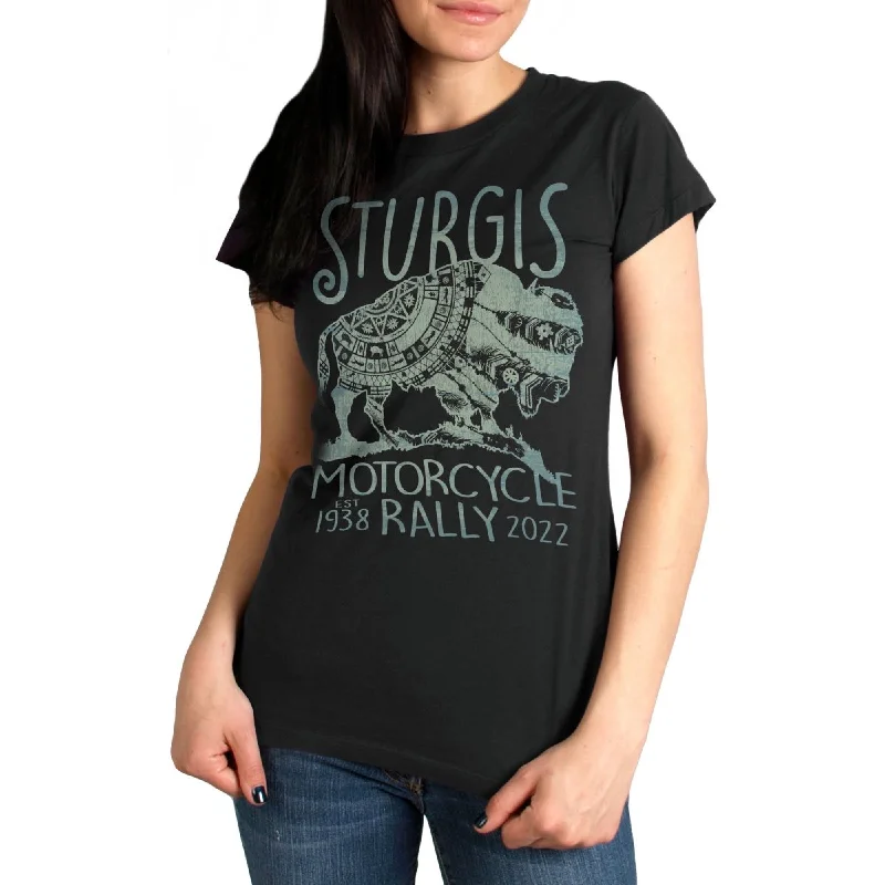 2022 Sturgis Motorcycle Rally SPL1789 Ladies Black Buffalo T-Shirt