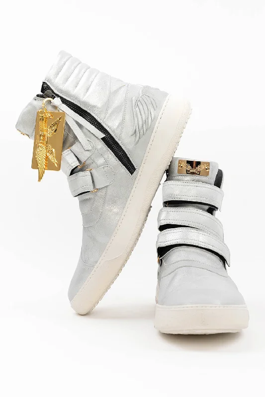 MENS HIGH TOP VELCRO  SHOES IN SPRITE SILVER