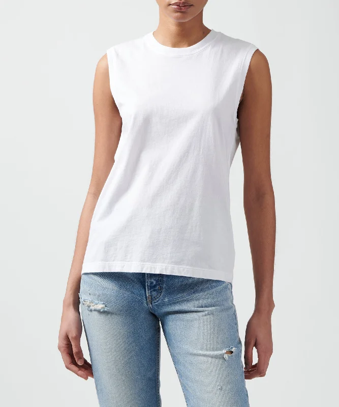 Classic Jersey Sleeveless Boy Tee - White