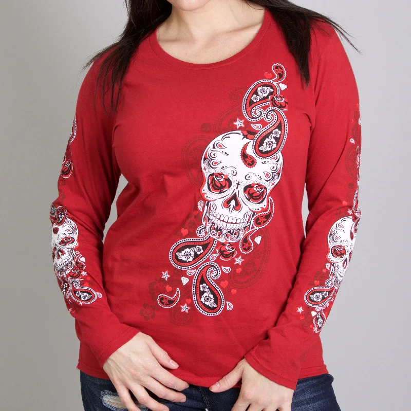 Hot Leathers GLR3409 Indy Red 'Sugar Paisley' Ladies Long Sleeve Shirt