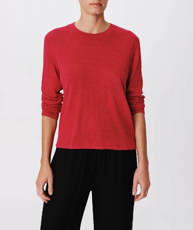 Slub Jersey Long Sleeve Crop Tee - Rubellite