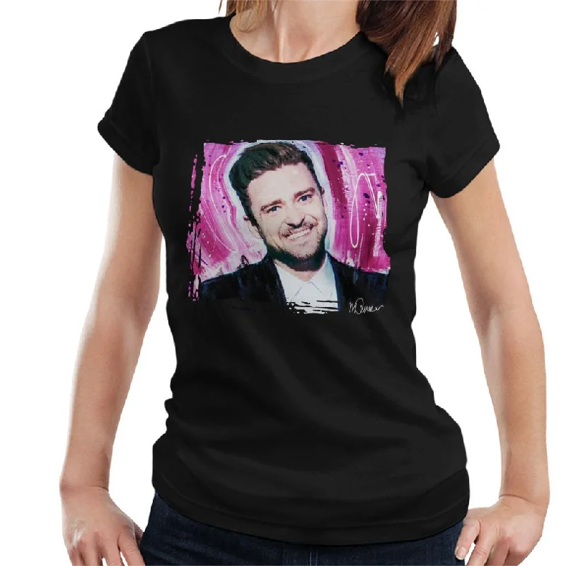 Sidney Maurer Original Portrait Of Justin Timberlake Smile Women's T-Shirt