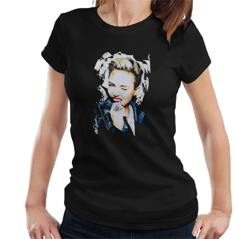 Sidney Maurer Original Portrait Of Miley Cyrus Biting Collar Women's T-Shirt